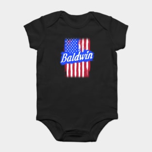 American Flag Baldwin Family Gift For Men Women, Surname Last Name Baby Bodysuit